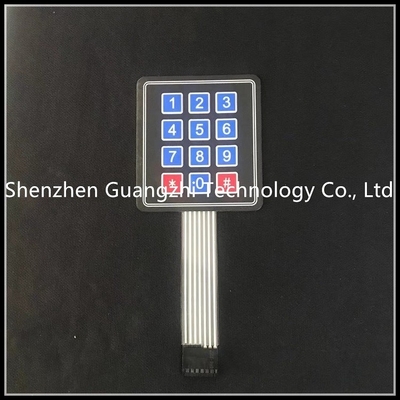 Waterproof 0.45mm Key Travel Industrial Numeric Keypad 3x4 Matrix Thin Film