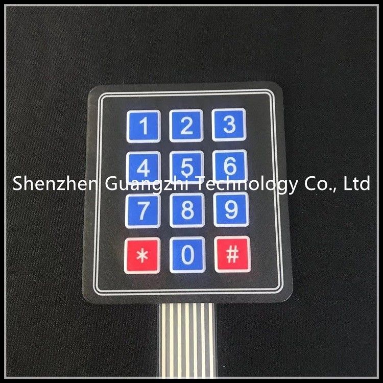 0.45mm Key Travel Industrial Numeric Keypad 3 * 4 Matrix Waterproof Thin Film