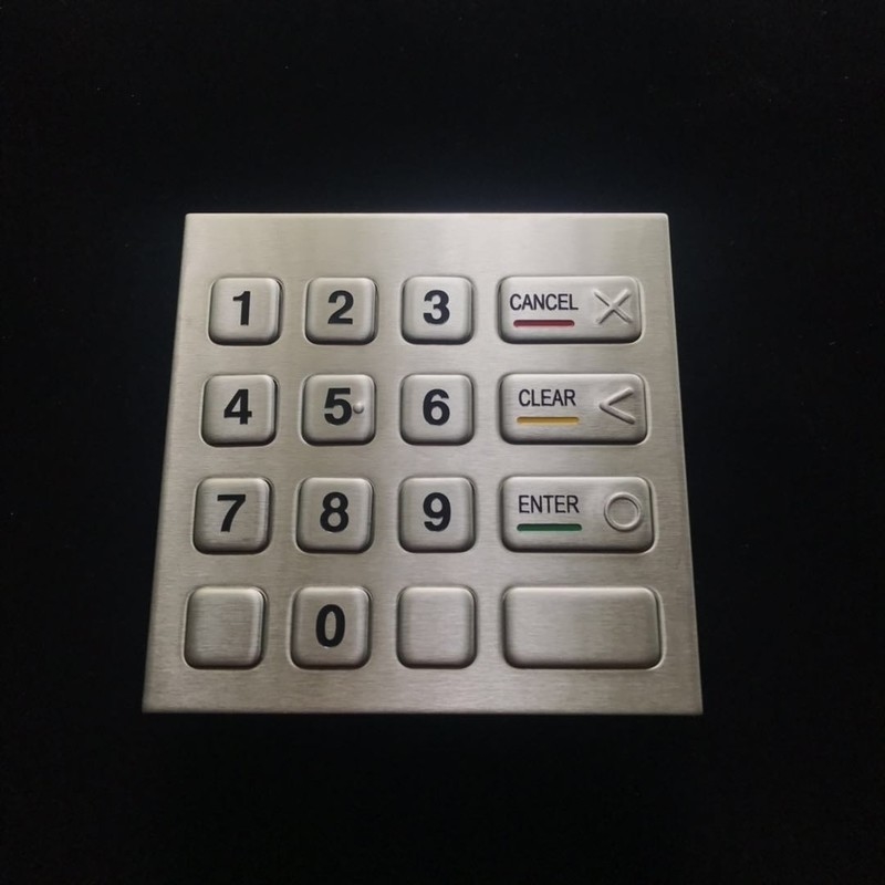 Stainless Steel Vending Machine Keypad 16 Key Dust Resistant Laser Marking